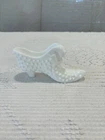 Vintage Fenton Hobnail White Milk Glass Cat Head Shoe Slipper