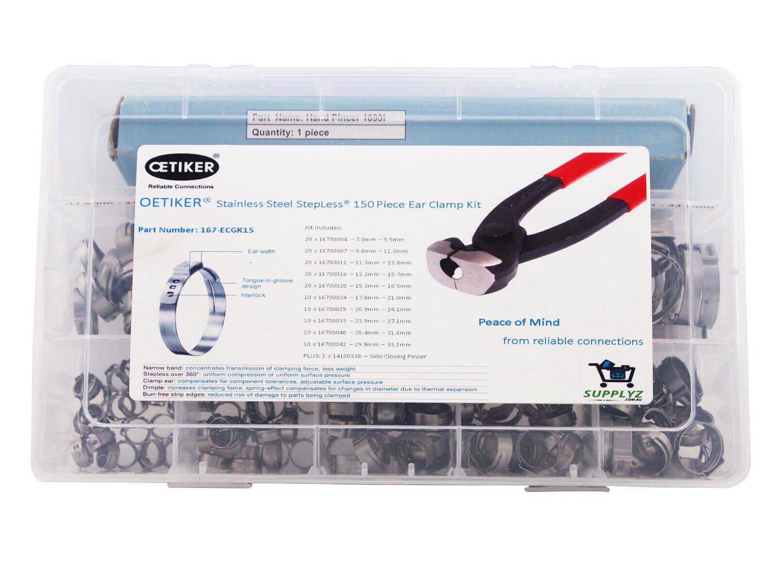 Oetiker Stainless Steel StepLess Ear Clamp Kit OTK Clamp Kits 100