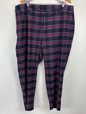 NEW! Talbots High Waist Hampshire Ankle Dress Pants 24W Plus Plaid Wool Blend