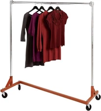 Clothing Garment Rack Z-Truck Rolling Single Rail OSHA Heavy Duty 300 Pounds