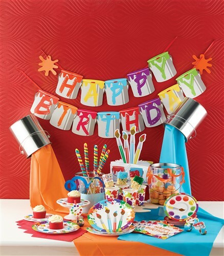 Art Party Happy Birthday Shaped Ribbon Banner Paper 6" x 7' Painting Paint Party - Bild 2 von 2