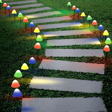 10 Piece Solar Multi Colour Mushroom Lights Garden Pathway Decorative Feature