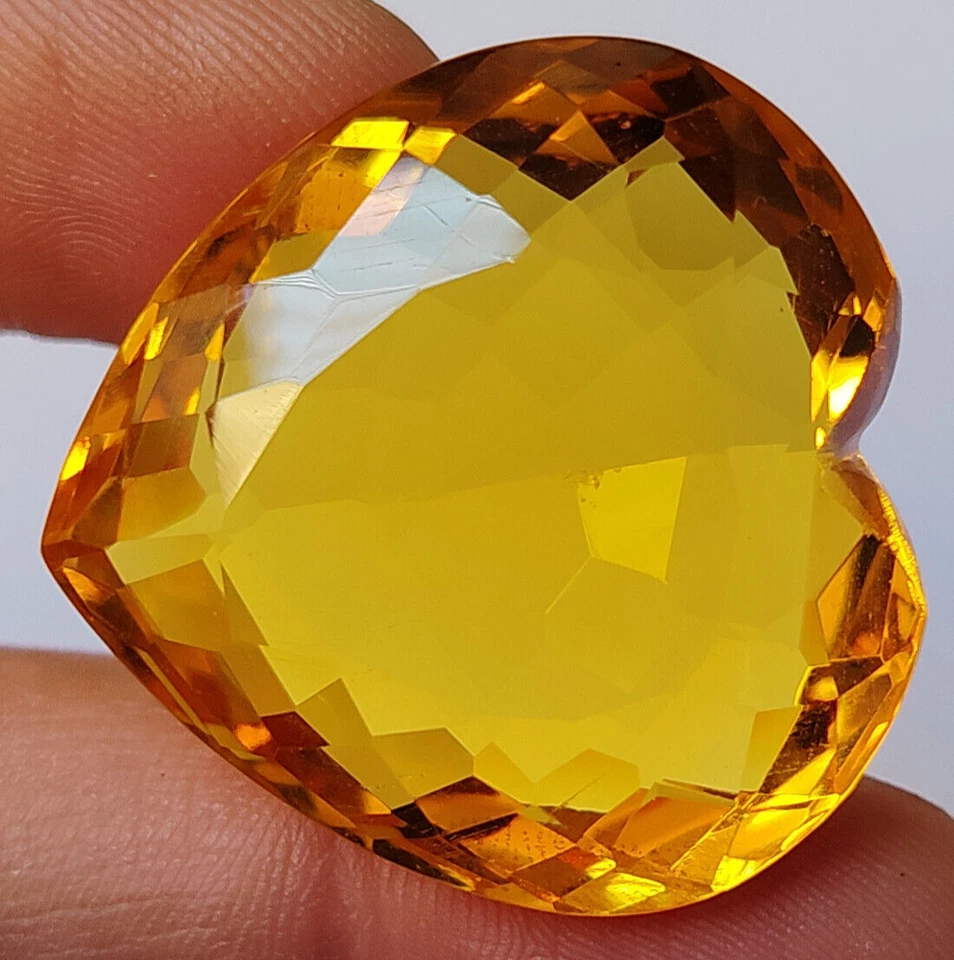 Piedras preciosas sueltas facetadas corte corazón citrino amarillo grande 82,20 quilates regalo para mujer Foto 2 de 4