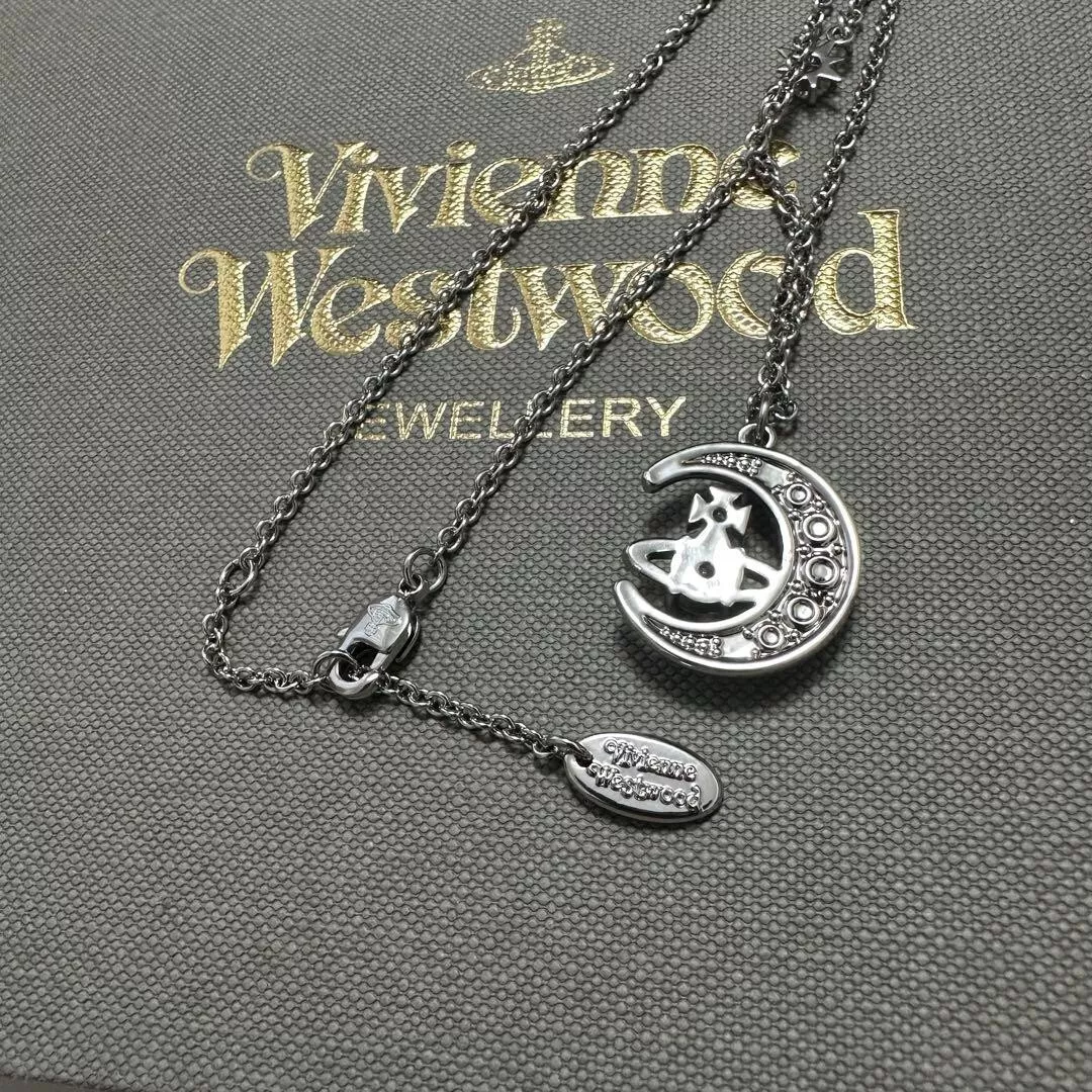 Vivienne Westwood Dorina Moon Orb Necklace Pendant Silver Chain Outlet  authentic