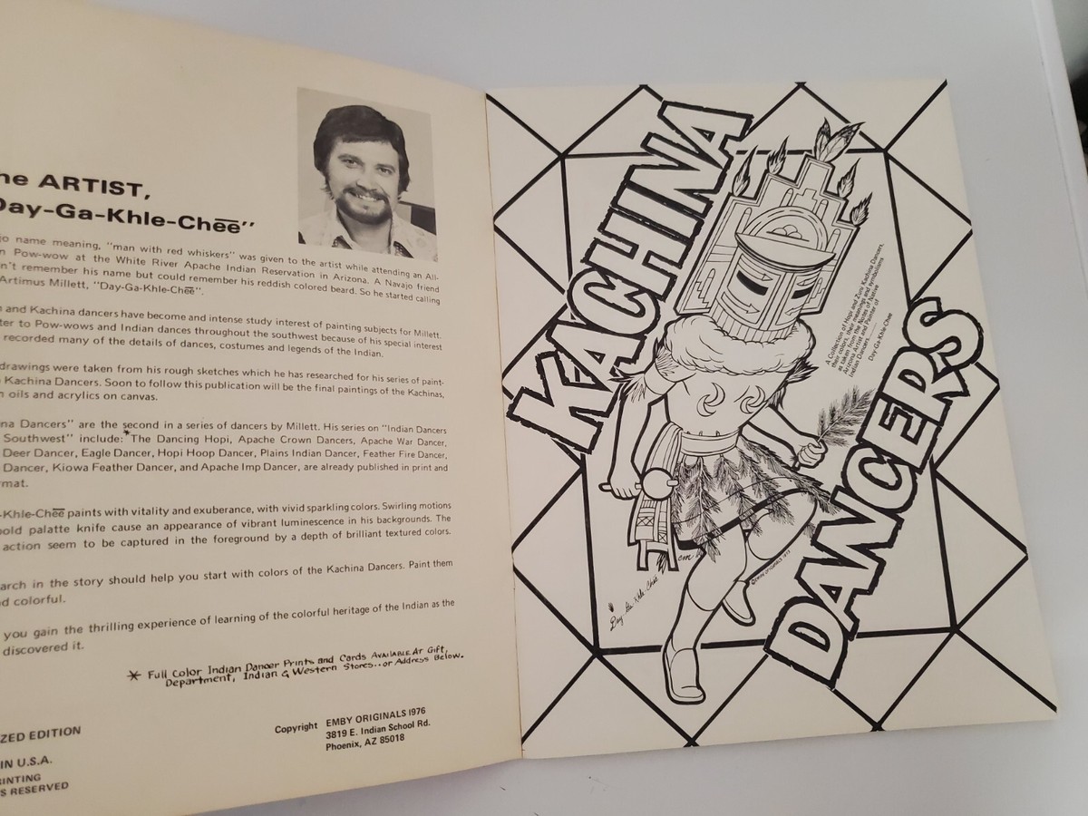 Vintage Unused 1976 Indian Coloring Books Kachina, Dancing, Navajo