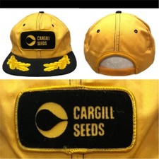 Vtg Cargill Seeds Snapback Hat Company Logo Patch Made In USA Cap Farmer Style