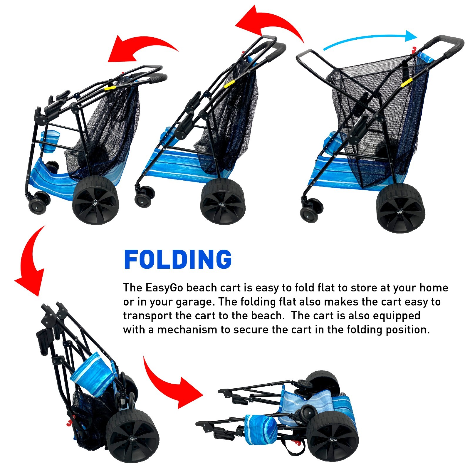 Beach Cart Deluxe – Heavy Duty Folding Cart Beach Wagon Design ...