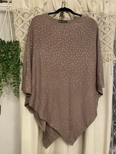 Frank Usher Shiny Diamanté Soft Poncho In Cappuccino Brown New Without Tags