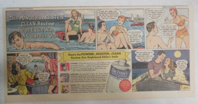 Dr. Lyon's Tooth Powder Ad: Eddie Wins A Gorgeous Queen ! 1940's Size: 7.5 x 15 