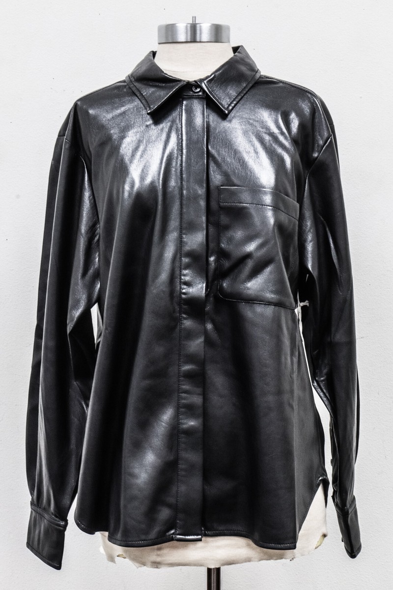 Ameri】FAKE LEATHER SHIRT JACKET