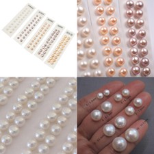 US 5A 10 Pairs 6 10.5mm Real Freshwater Loose Pearl Beads Flat Back Half Drilled