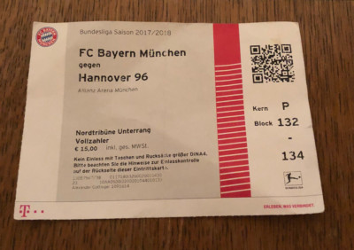 Sammlerticket FC Bayern München - Hannover 96