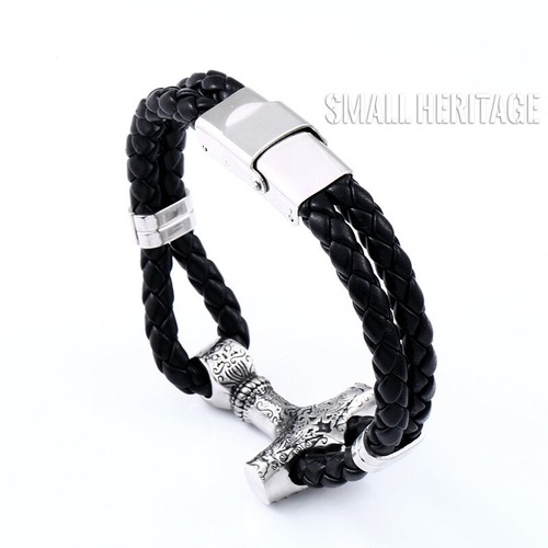 Men Stainless Steel Norse Viking Thor Mjolnir Bracelet Bangle Medieval Celtic - Picture 2 of 11