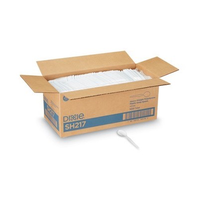 Dixie Plastic Cutlery, Heavyweight Soup Spoon, White, 1,000/Carton