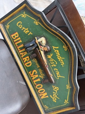 BAR SIGN-London West End Billiard Saloon Pool Wood Sign ''24''x14'' Carter Bridge