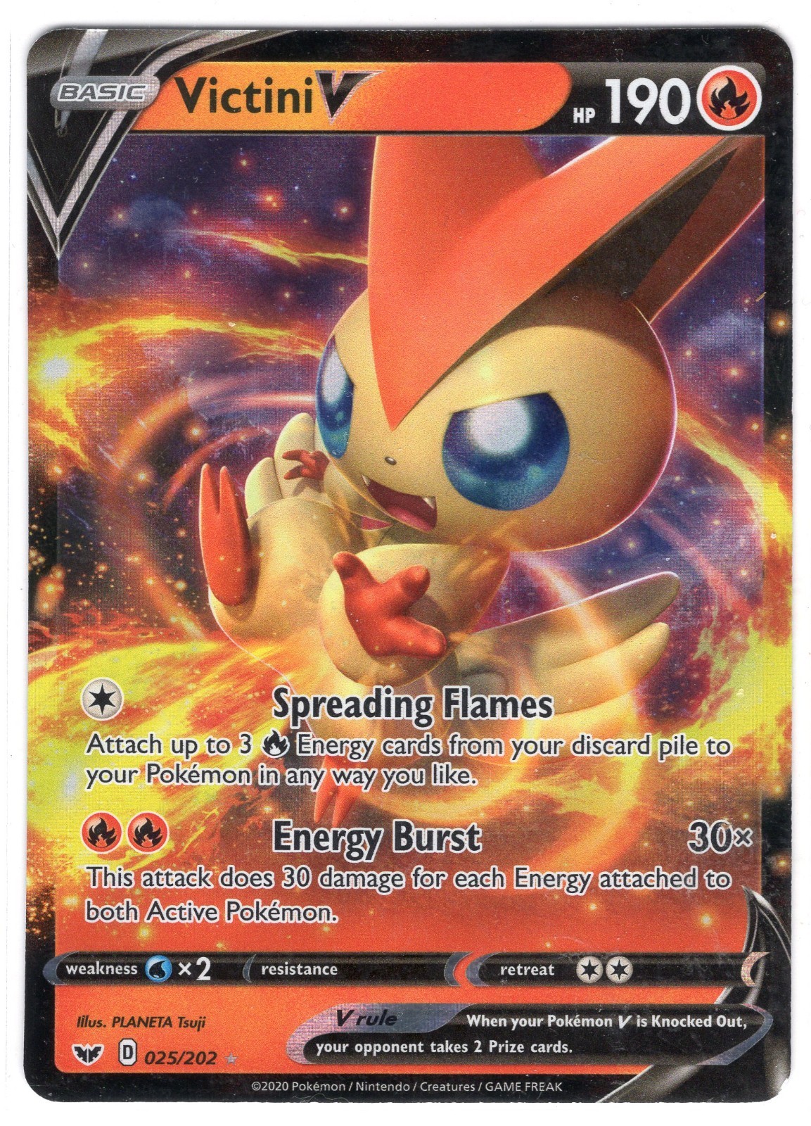 2020 Pokémon: Victini V 025/202 sword & shield base set NM