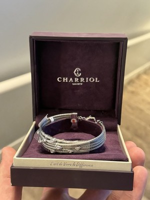 Charriol Bangle Bracelet 04-121-1227-5 Malia Silver White Topaz BRAND NEW RETIRE
