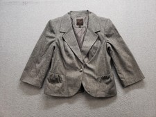 The Limited Collection Women Jacket M Gray Single Button 3/4 Sleeve Work Blazer