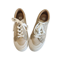 Yellow Box Gallen Gold Beige Perforated Floral Platform Sneakers Womens 7.5