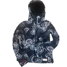 ODD MOLLY WOMENS  BLACK/PINK/TURQUOISE MID LAYER ZIP UP JACKET  SMALL (1) W/hood