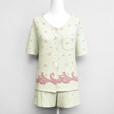 Secret Treasures Pastel Green Floral Button Up Top Shorts Sleep Set Size L