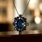 Vintage Sterling Silver 14mm Iolite & Marquise Amethyst Halo Pendant - 18” Chain