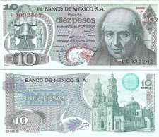 Mexico: $ 10 Pesos Hidalgo Dec 3, 1969 El Banco de Mexico UNC.