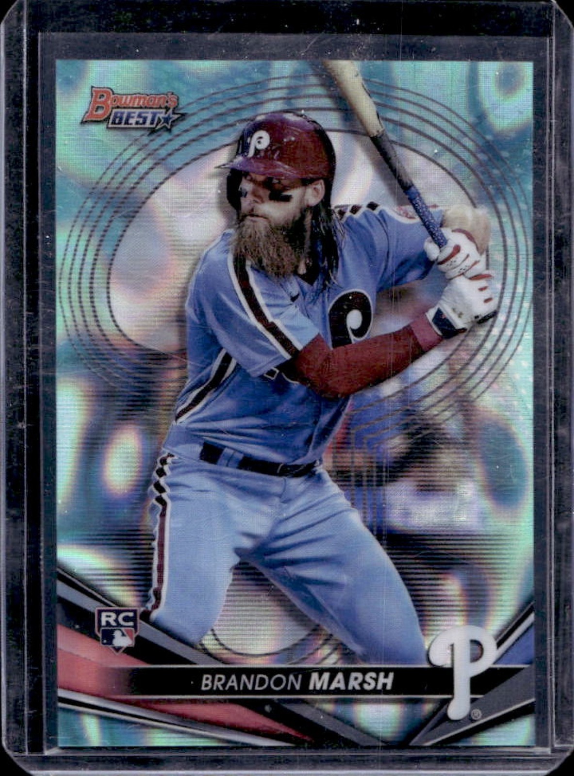 2022 Bowman's Best Brandon Marsh RC Aqua Lava Refractor Rookie #134/199 Phillies