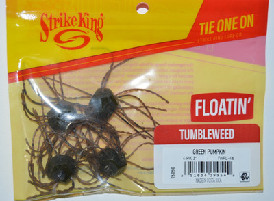 strike king tumbleweed floatin' 3'' 4 per pack dice bait green pumpkin
