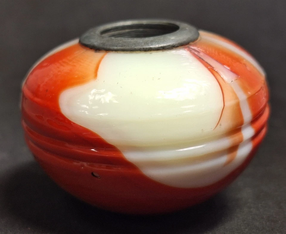 Vintage Akro Agate Auburn Orange White Swirl Gear Shift Knob Foto 2 de 4