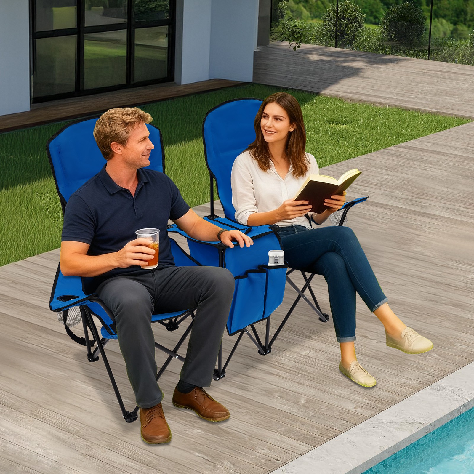 Foldable Picnic Beach Camping Chair With Canopy Shade Outdoor Folding Chair