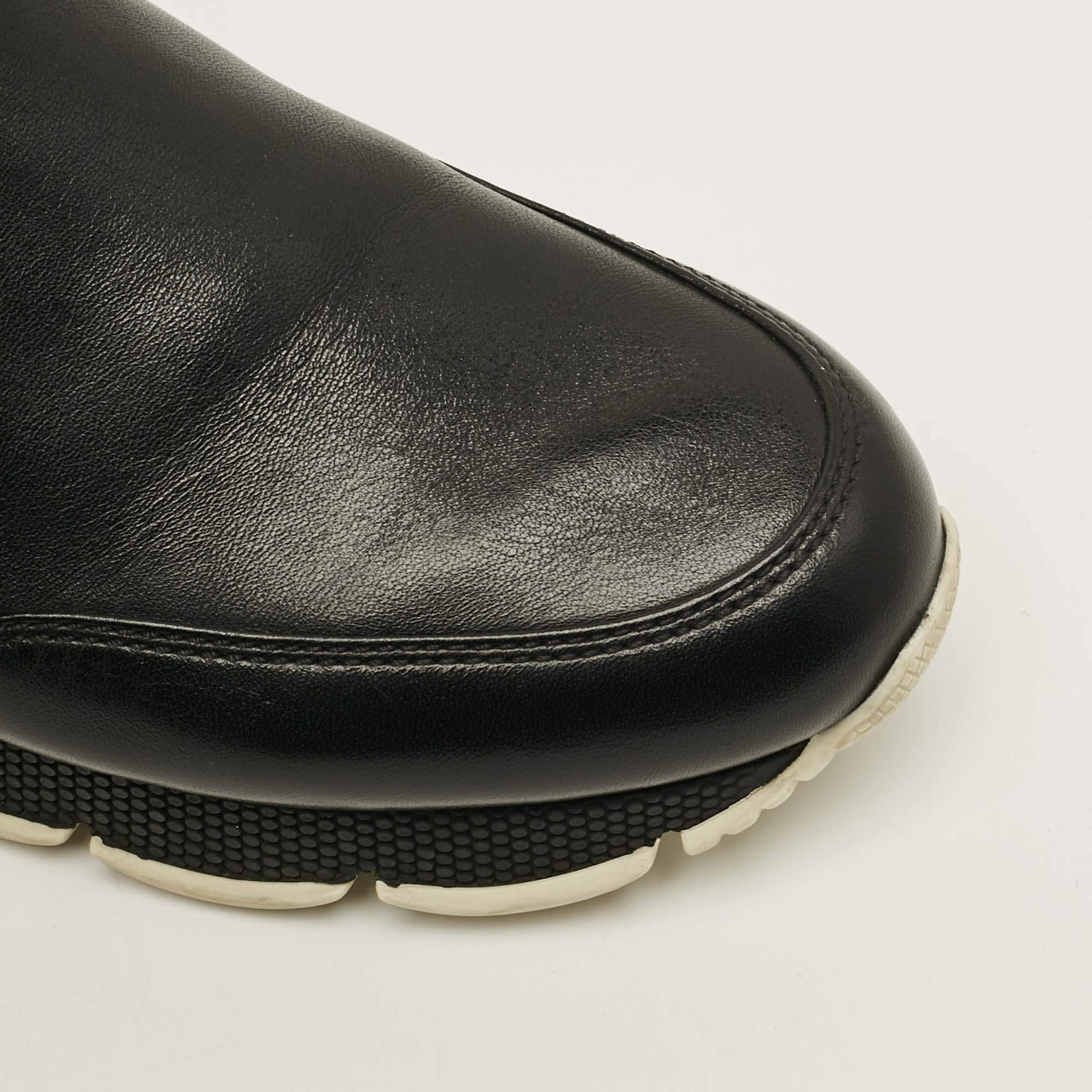 Prada Sport Size 38.5 Black Leather Slip On Sneakers thumbnail 7