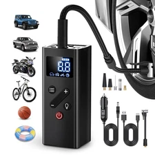 Pocket Air Car Tire Inflator Portable Air Compressor by Bullseye Pro, Rechargeab
