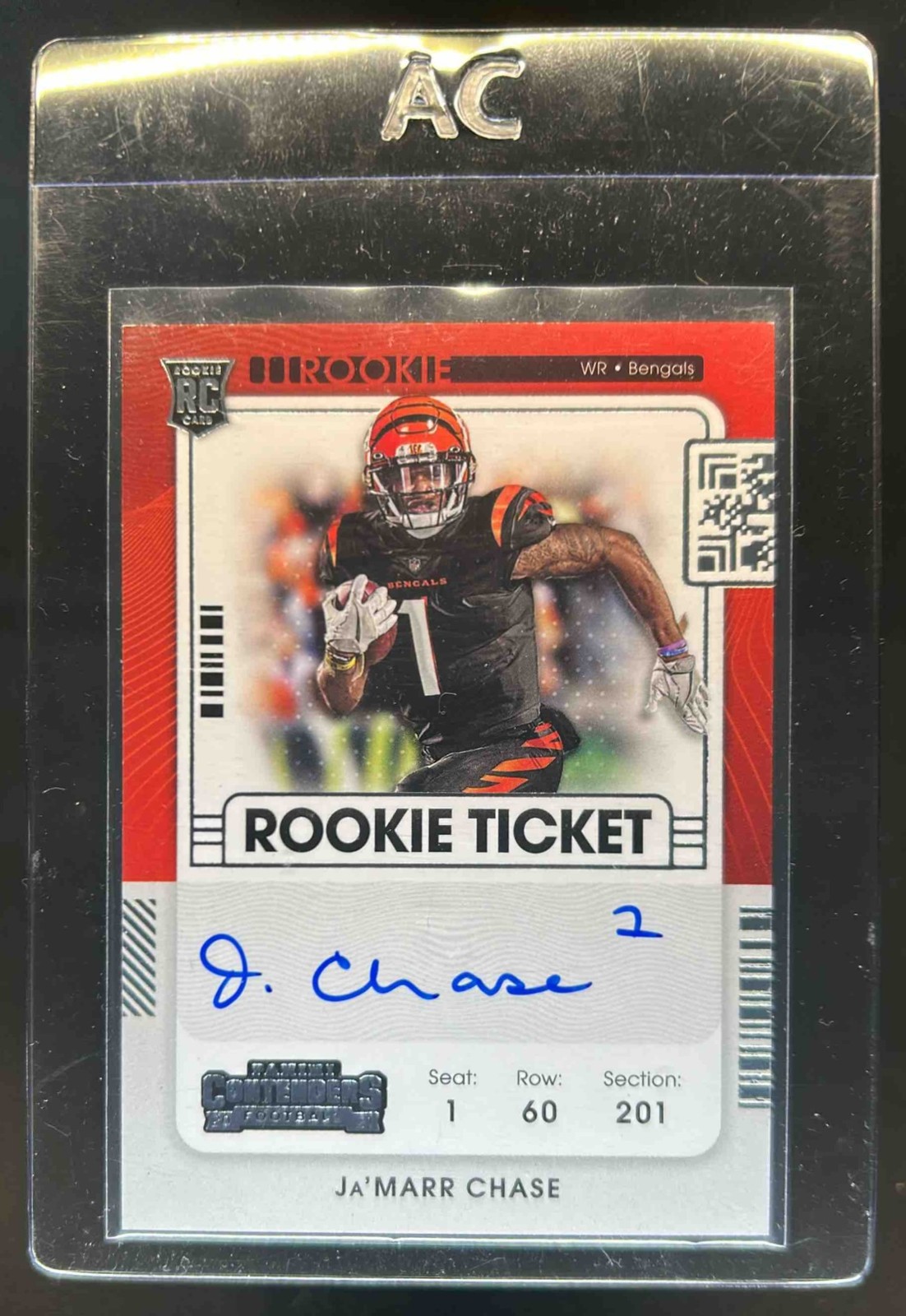 2021 Panini Contenders Ja'Marr Chase Rookie Ticket Auto RC SP VAR #105b Bengals