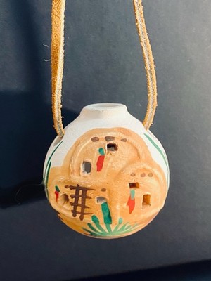 Vintage Santa Fe Mexico Hand Painted Pottery Ornament