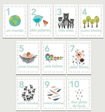 Our Earth Counting Wall Cards in Spanish, Number Flash Cards, Set of Ten 5x7 ...