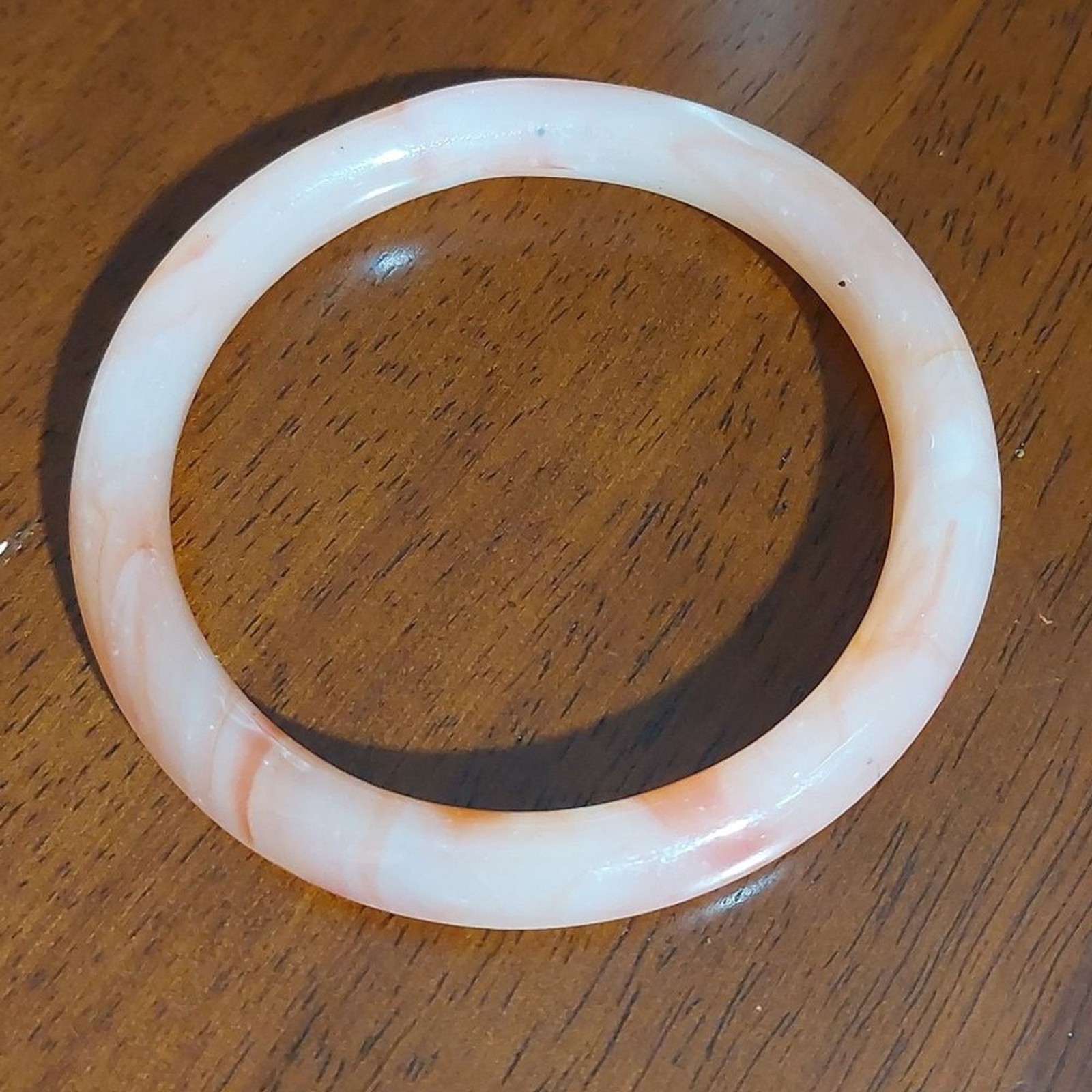 Solid Lace Agate Chalcedony Bangle Bracelet Coral… - image 2