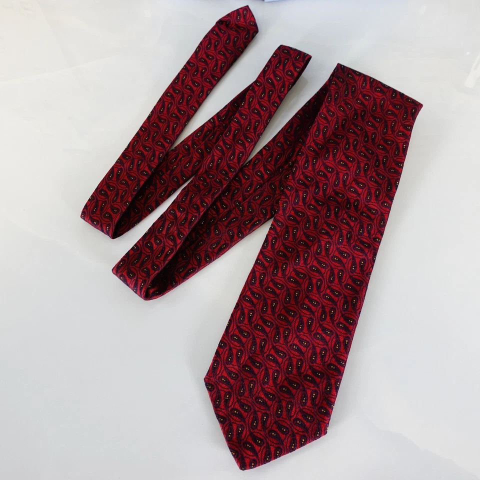 Corbata de cuello tejida jacquard para hombre roja borgoña lágrima cachemira lazo HOMBRE DE HOY Italia Foto 3 de 4
