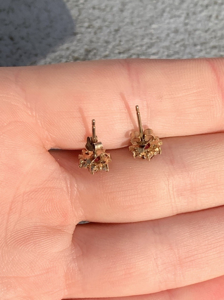 9CT gold ruby cluster earrings￼ - image 6