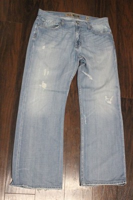 BKE Tyler Mens Distressed Light Wash Denim Jeans Size 36 Relaxed Fit