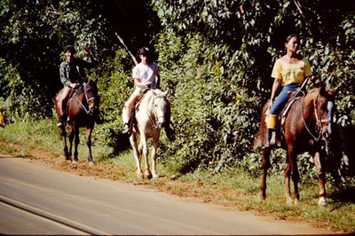 DEC 1983 Highgates Ranch Horses People Kauai Hawaii Kodachrome Slide BN-E