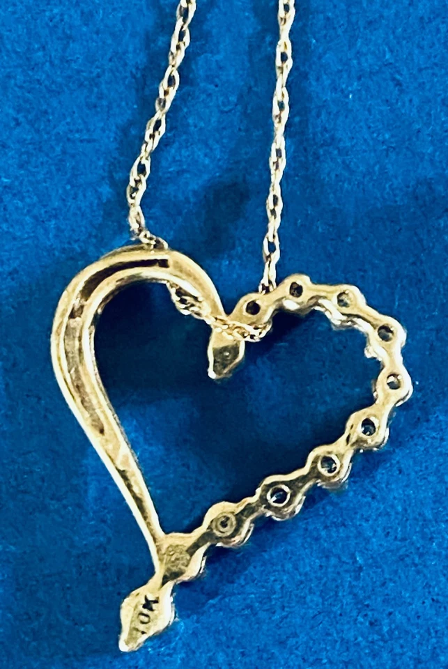 COLLAR CORAZÓN COLGANTE DIAMANTE ORO BLANCO 10K 0,5 QUILATES 1/4 CTW CADENA 18" Foto 3 de 4