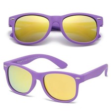 Toddler Sunglasses UV Rubberized Lavender Purple Polarized Smoke Polarized