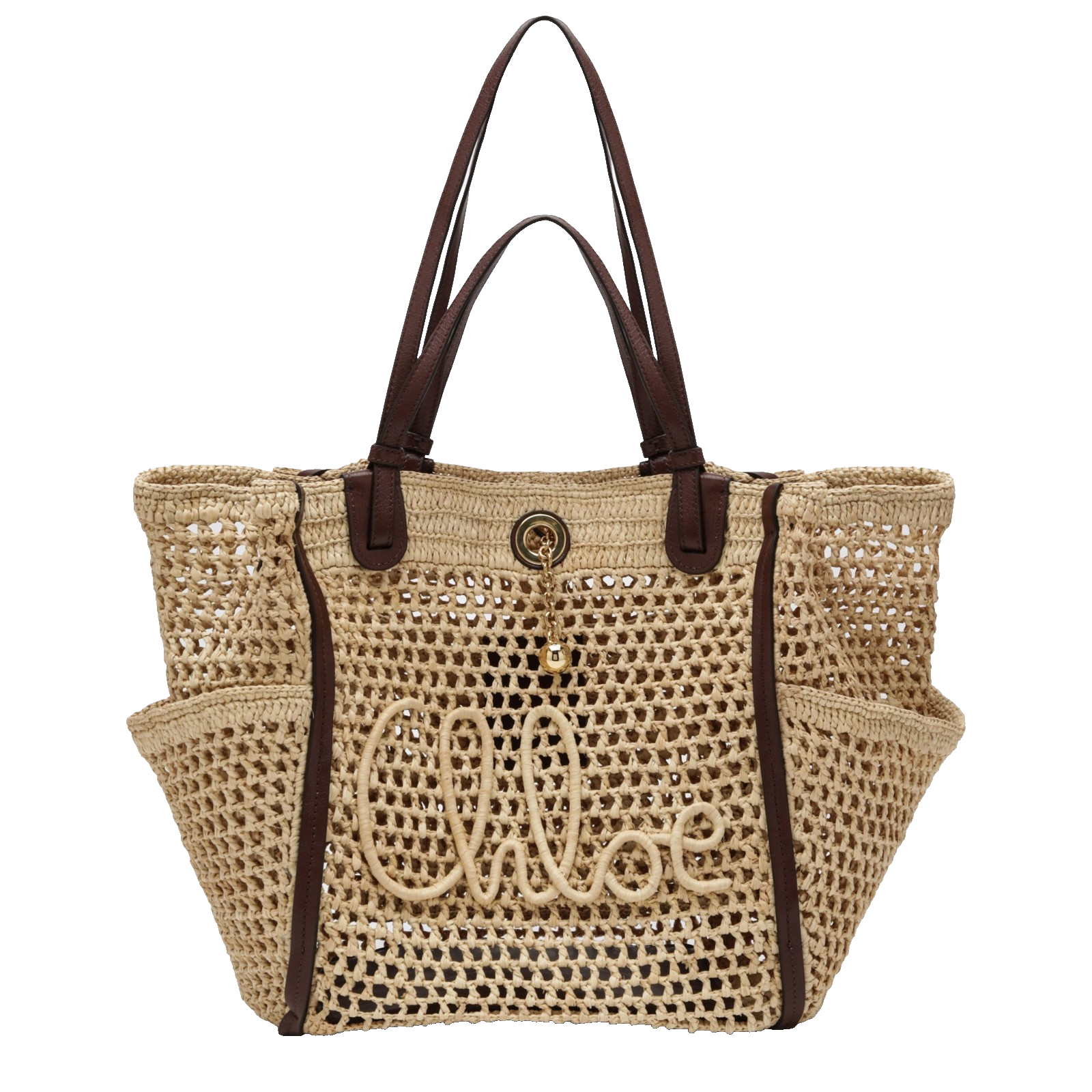CHLOE Hot Sand Raffia Tote Bag New