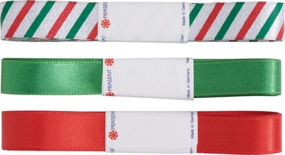 PRÄSENT Geschenkband Set Candy Cane 3 Bänder 15 mm breit 3 m lang Dekoband
