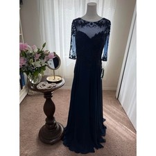 MGNY Navy Beaded Formal Gown Size 10 New with Tags