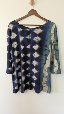 Clara Sun Woo Top Womens Small Artsy Beachy Boho Relaxed Stretch 3/4 Sleeve