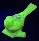 Rare Fenton Burmese Uranium Custard Bird Of Happiness On Branch S. Fisher VGC