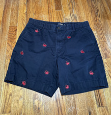 Ralph Lauren Chaps Size 36 Men  s Chino Shorts Navy Nautical Crabs Coastal
