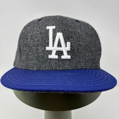 New Era 9FIFTY LA Dodgers Grey Herringbone Wool Blend Snapback Hat Royal Blue